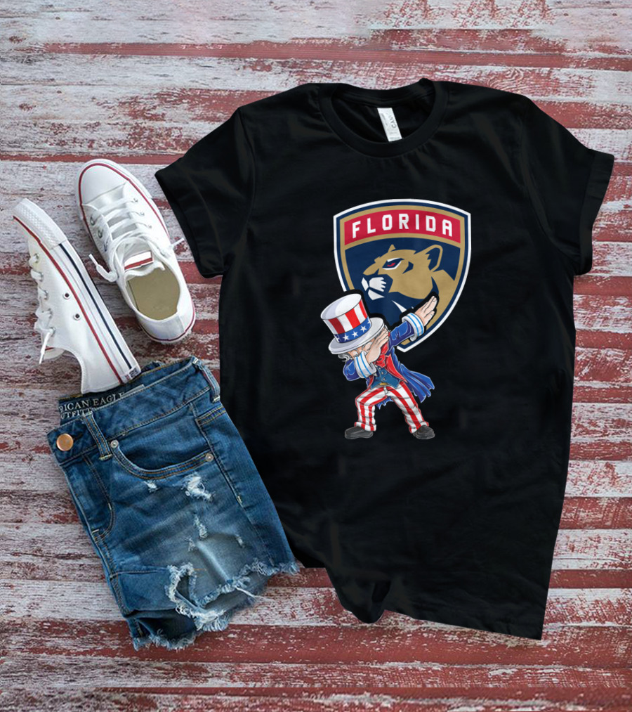 Florida Panthers Logo Uncle Sam Dabbing Celebrating 4Th Of July T-Shirt