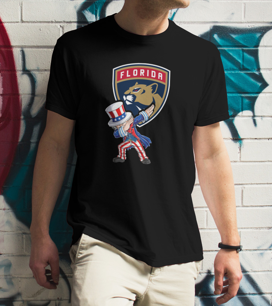Florida Panthers Logo Uncle Sam Dabbing Celebrating 4Th Of July T-Shirt