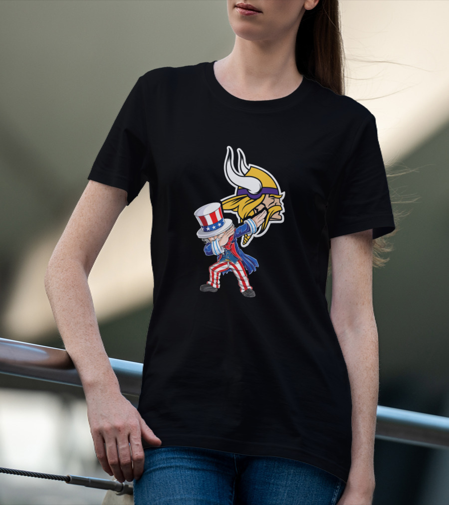Uncle Sam Dabbing Minnesota Vikings 4Th Of July Celebration Iconic Representation T-Shirt