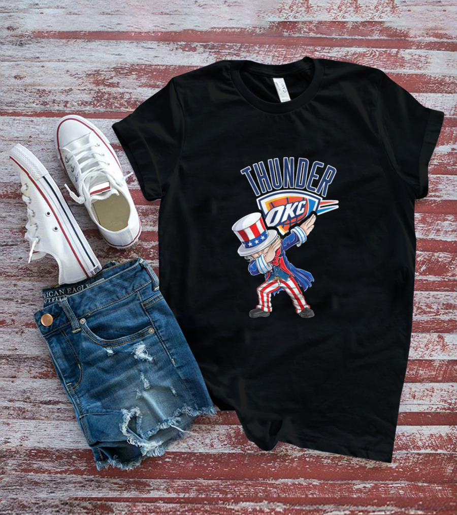 Thunder Okc Uncle Sam Dabbing 4Th Of July T-Shirt