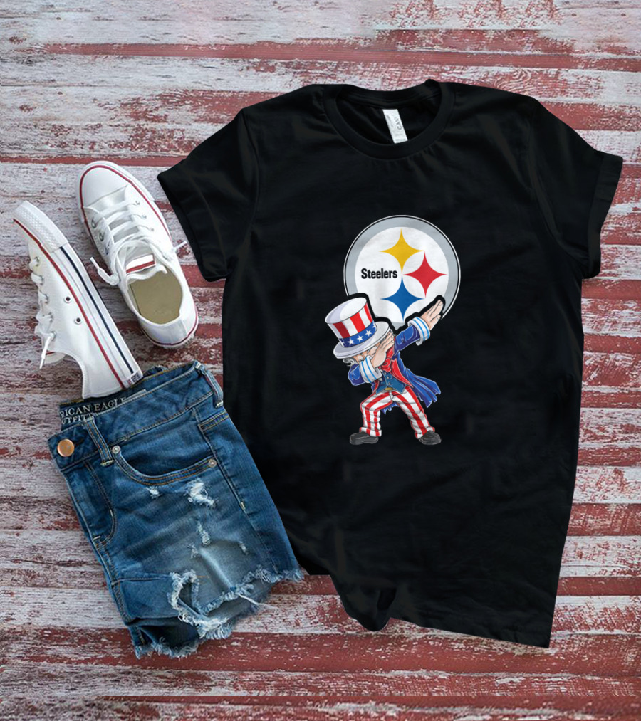 Uncle Sam Dabbing Steelers July 4Th Fan Gear T-Shirt