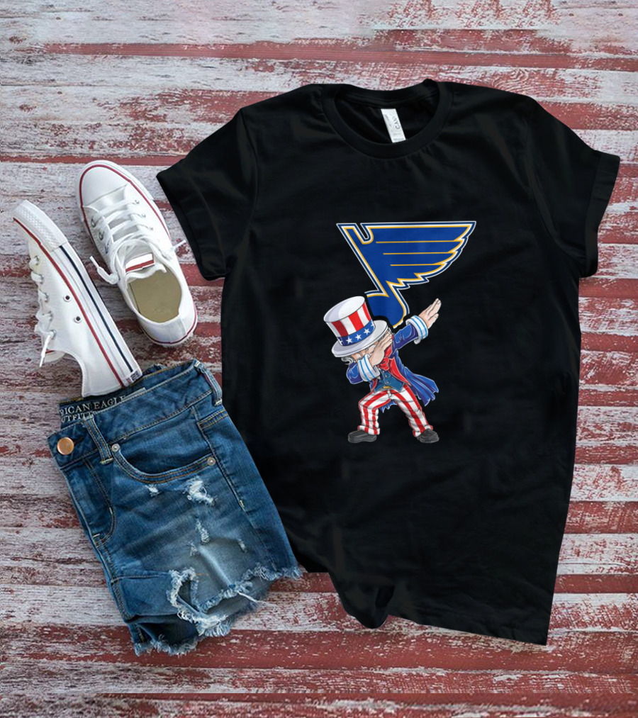 Uncle Sam Dabbing St. Louis Blues Fourth Of July Patriotic Nhl Theme T-Shirt