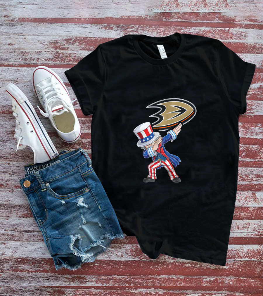 Uncle Sam Dabbing Celebrating Anaheim Ducks 4Th Of July Fans T-Shirt
