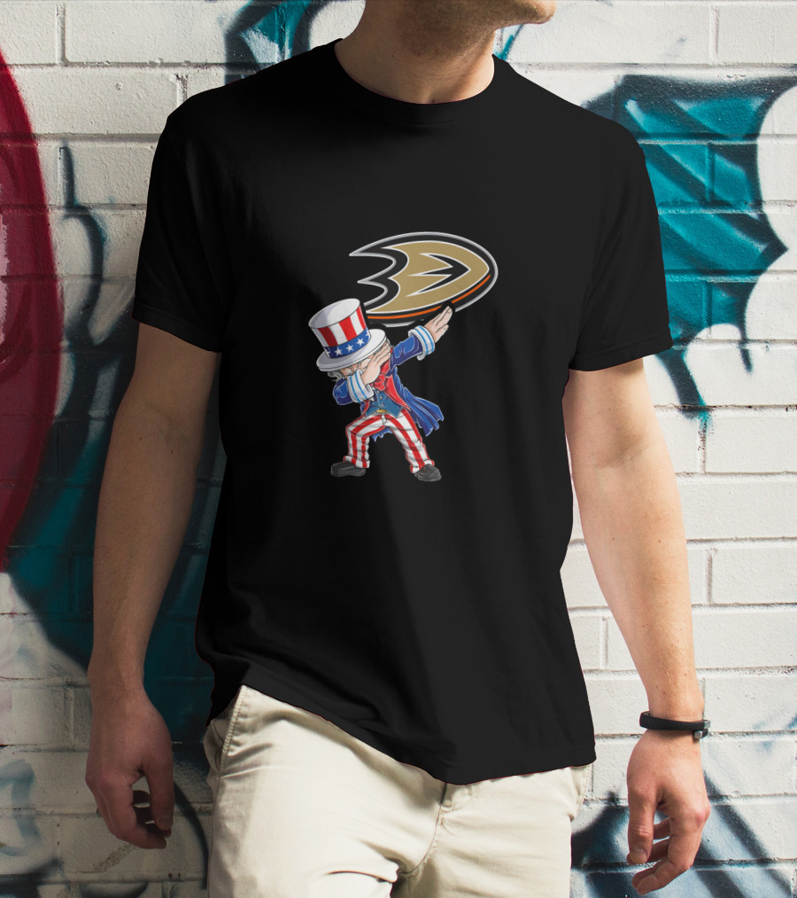 Uncle Sam Dabbing Celebrating Anaheim Ducks 4Th Of July Fans T-Shirt