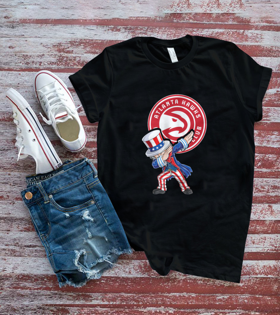 Atlanta Hawks Fans Patriotic Uncle Sam Dabbing 4Th July Celebration T-Shirt
