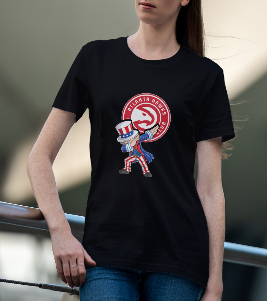Atlanta Hawks Fans Patriotic Uncle Sam Dabbing 4Th July Celebration T-Shirt