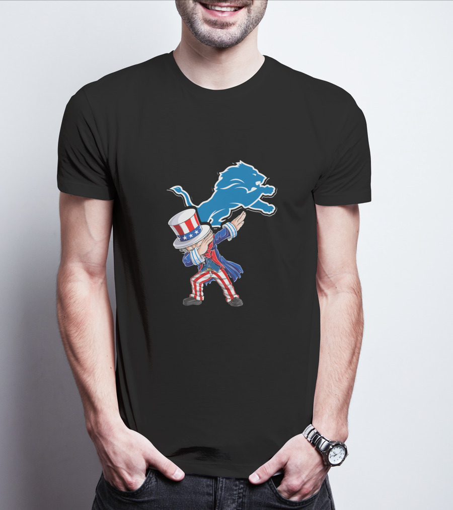 Uncle Sam Dabbing Detroit Lions 4Th Of July Fans T-Shirt