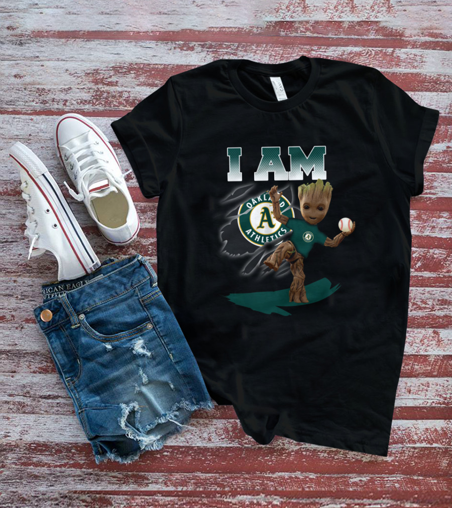 I Am Oakland Athletics Groot Baseball Fan T-Shirt