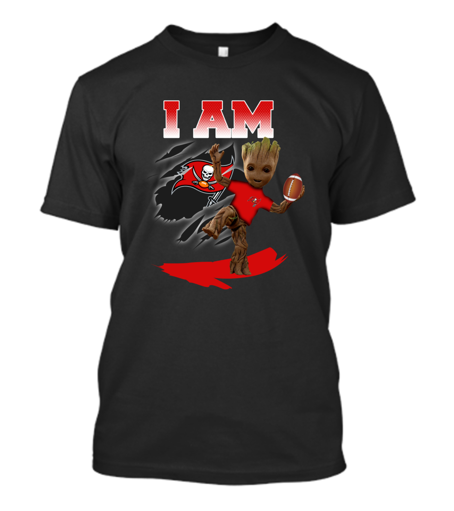 I Am Groot Tampa Bay Buccaneers Fan Holding Football T-Shirt