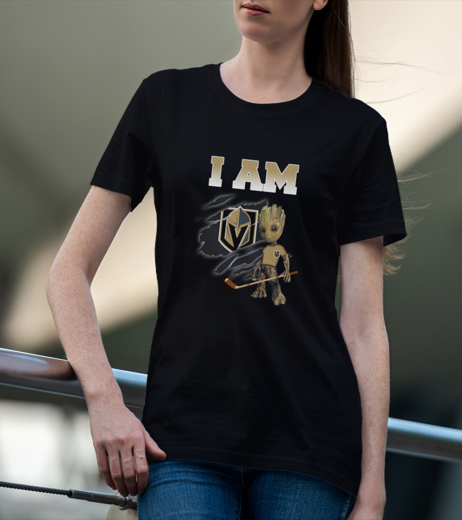 I Am Vegas Golden Knights Groot Hockey Fan T-Shirt