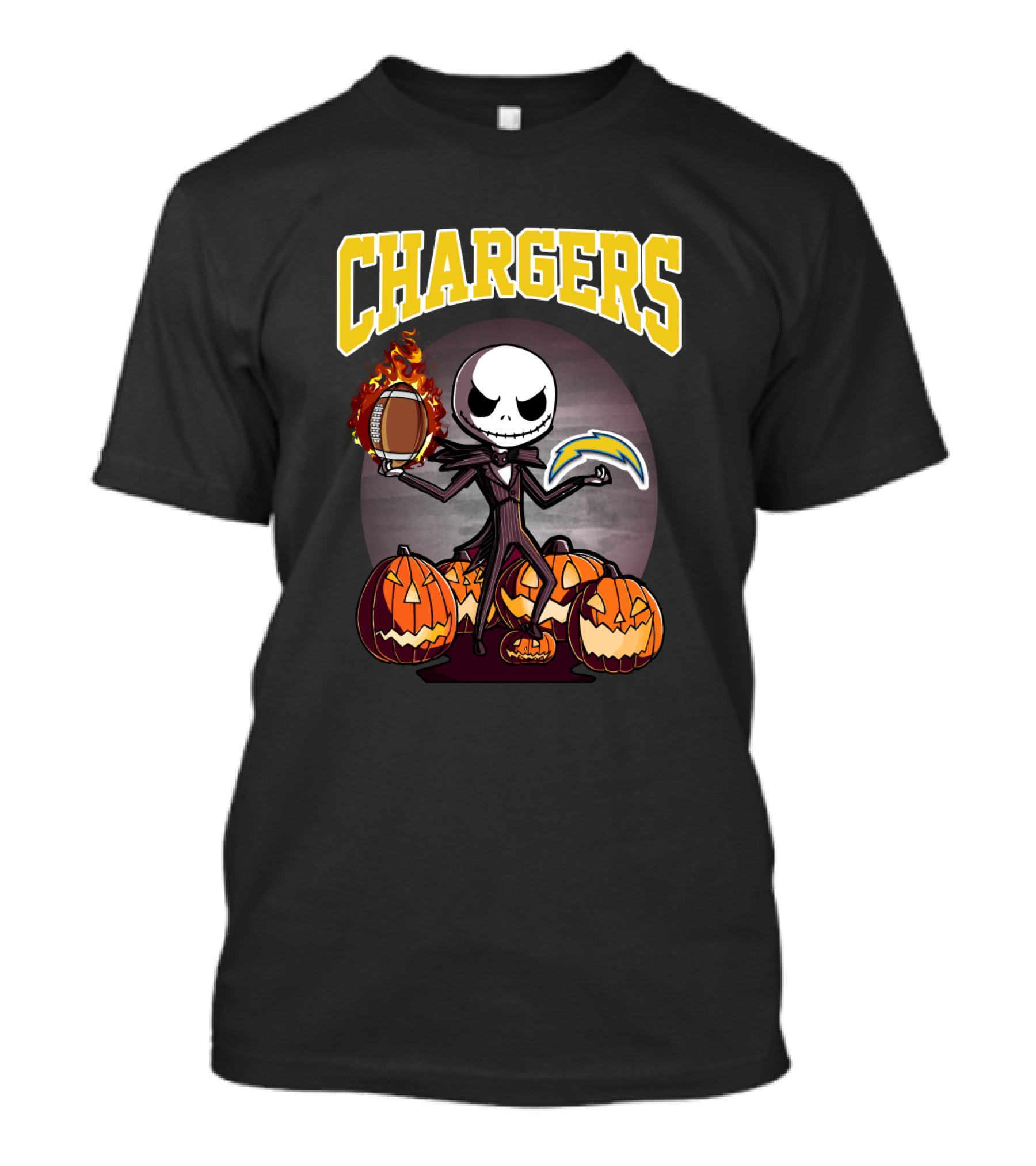 Chargers Halloween Jack Skeleton Football Pumpkins T-Shirt