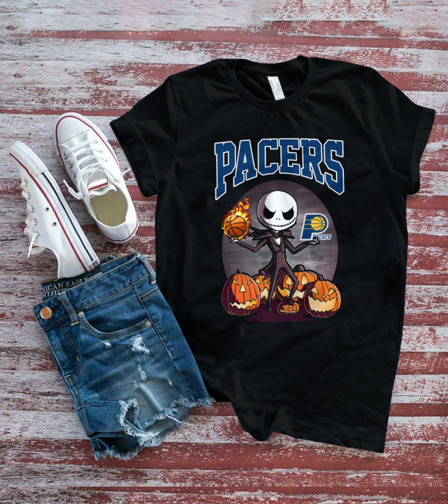Pacers Jack Skellington Halloween Indiana Basketball Pumpkins T-Shirt