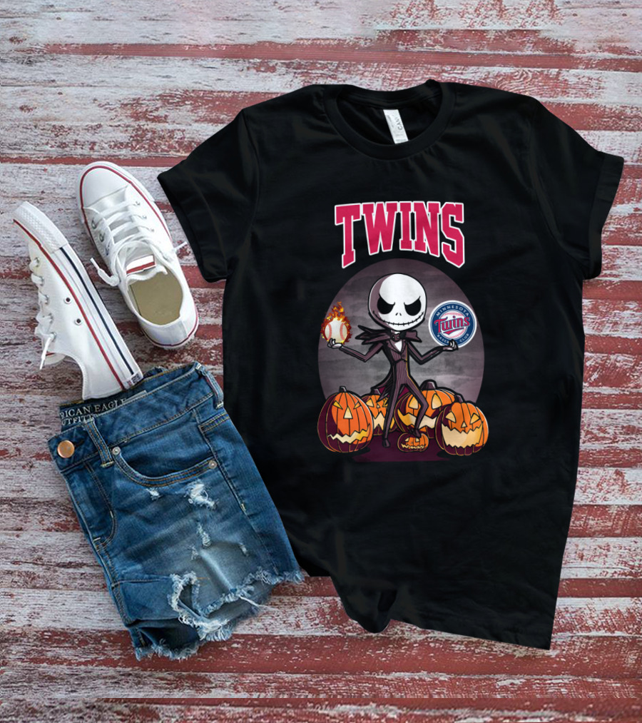 Twins Jack Skellington Pumpkins Minnesota Twins Baseball T-Shirt