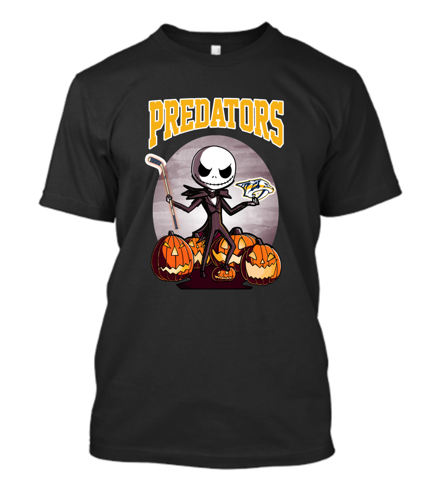 Jack Skellington Halloween Predators Hockey Logo Pumpkin T-Shirt