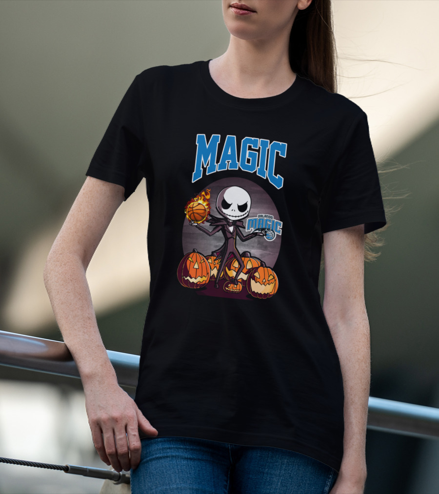 Orlando Magic Jack Skellington Halloween Basketball Pumpkins T-Shirt