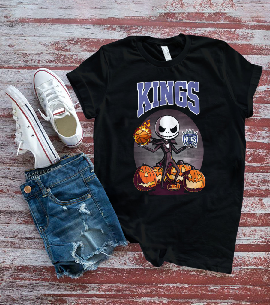 Jack Skellington Basketball Sacramento Kings Halloween Pumpkin T-Shirt
