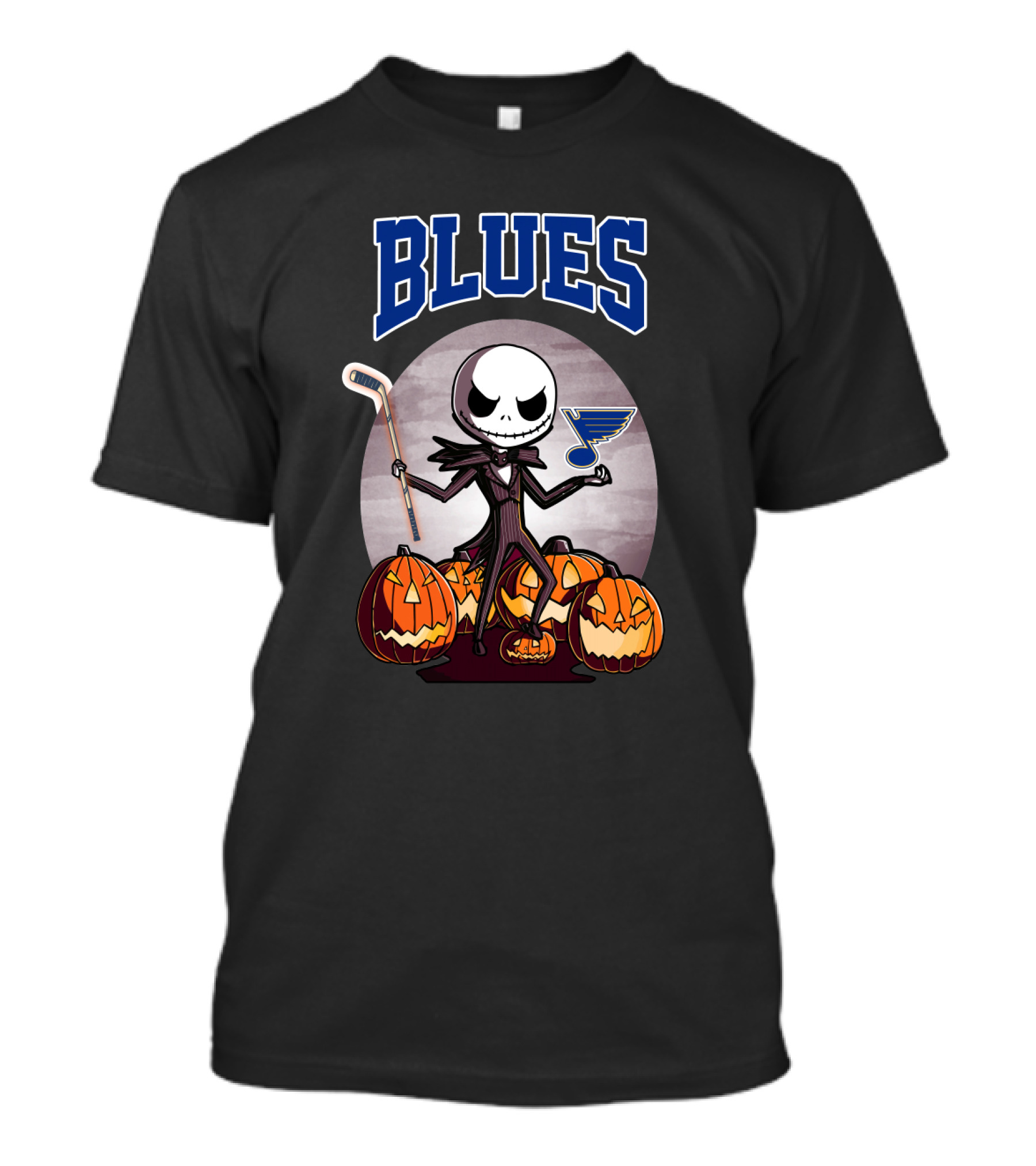 St. Louis Blues With Halloween Jack Skellington And Pumpkins T-Shirt