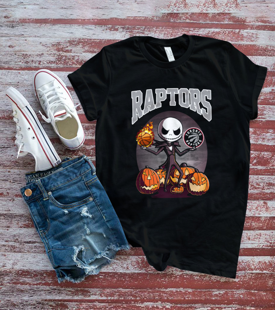 Raptors Halloween Jack Skellington Toronto Basketball Pumpkins T-Shirt