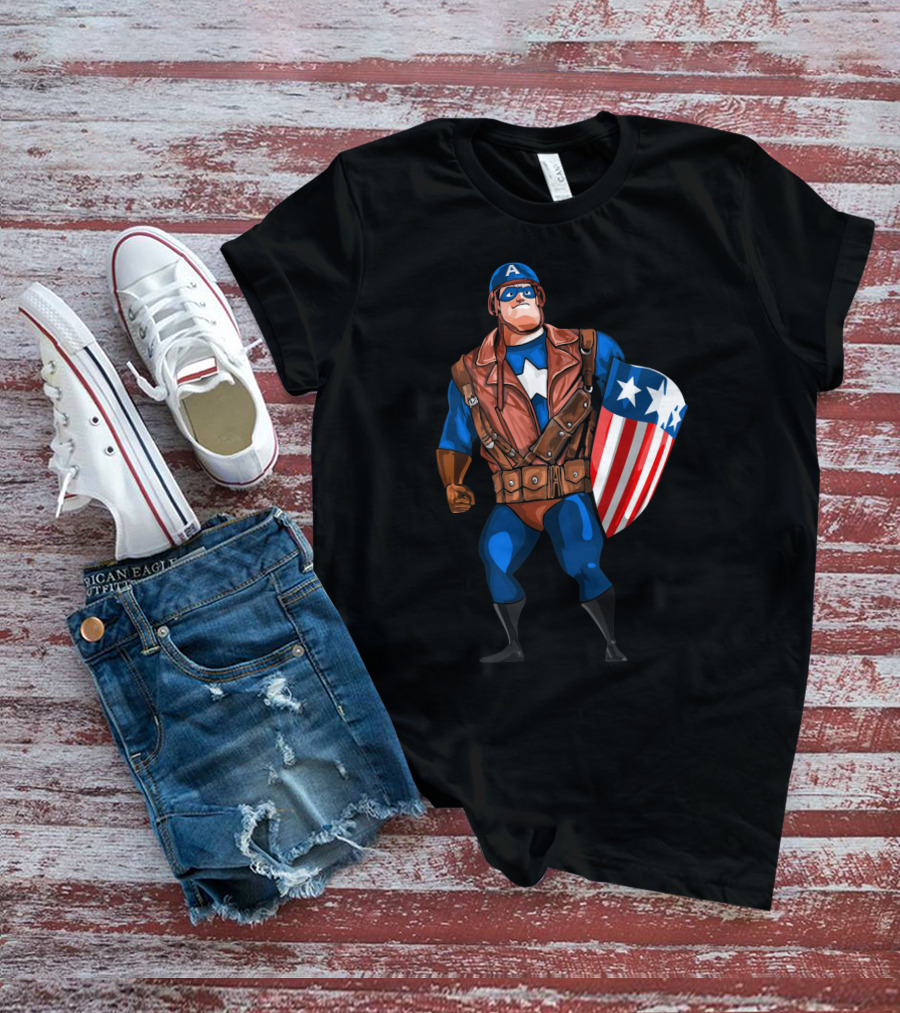 Mr. Incredible Bob Parr Captain America Shield Stars Comic Crossover T-Shirt