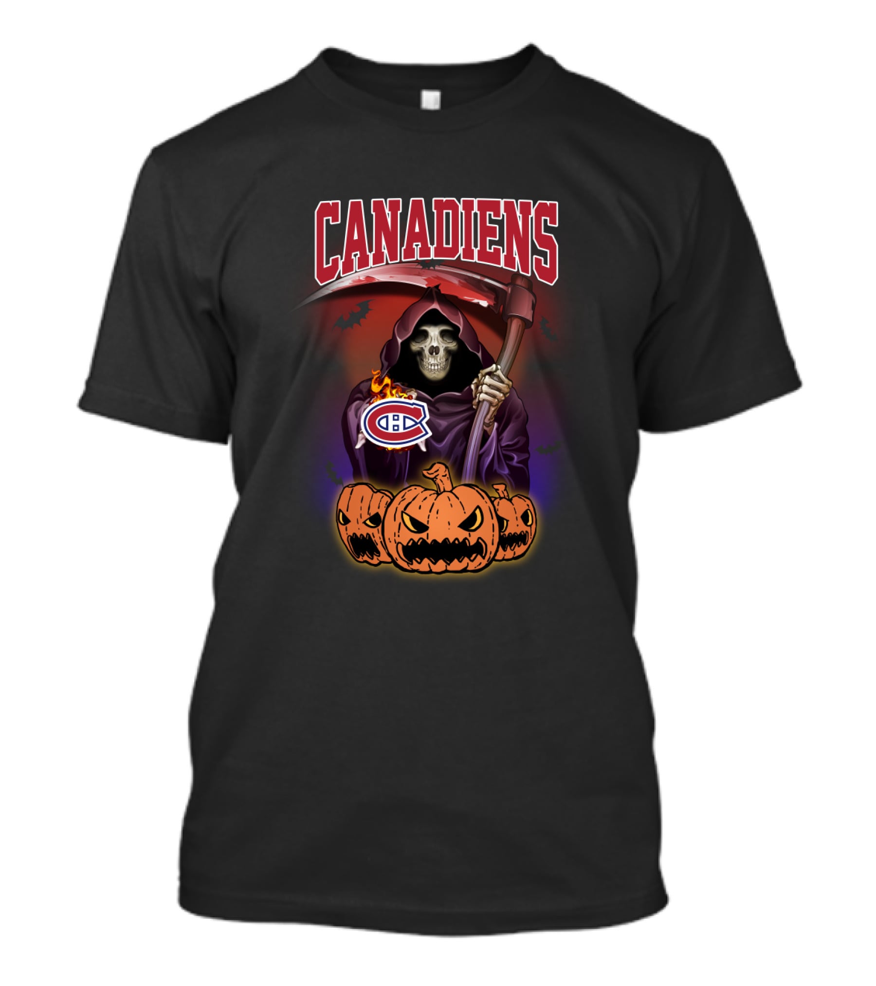 Canadiens Reaper Halloween Scythe Logo Pumpkins T-Shirt