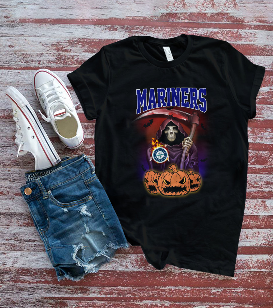 Seattle Mariners Grim Reaper Halloween Pumpkins T-Shirt