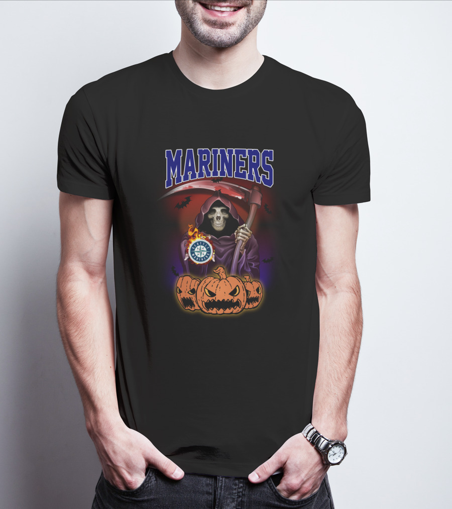 Seattle Mariners Grim Reaper Halloween Pumpkins T-Shirt