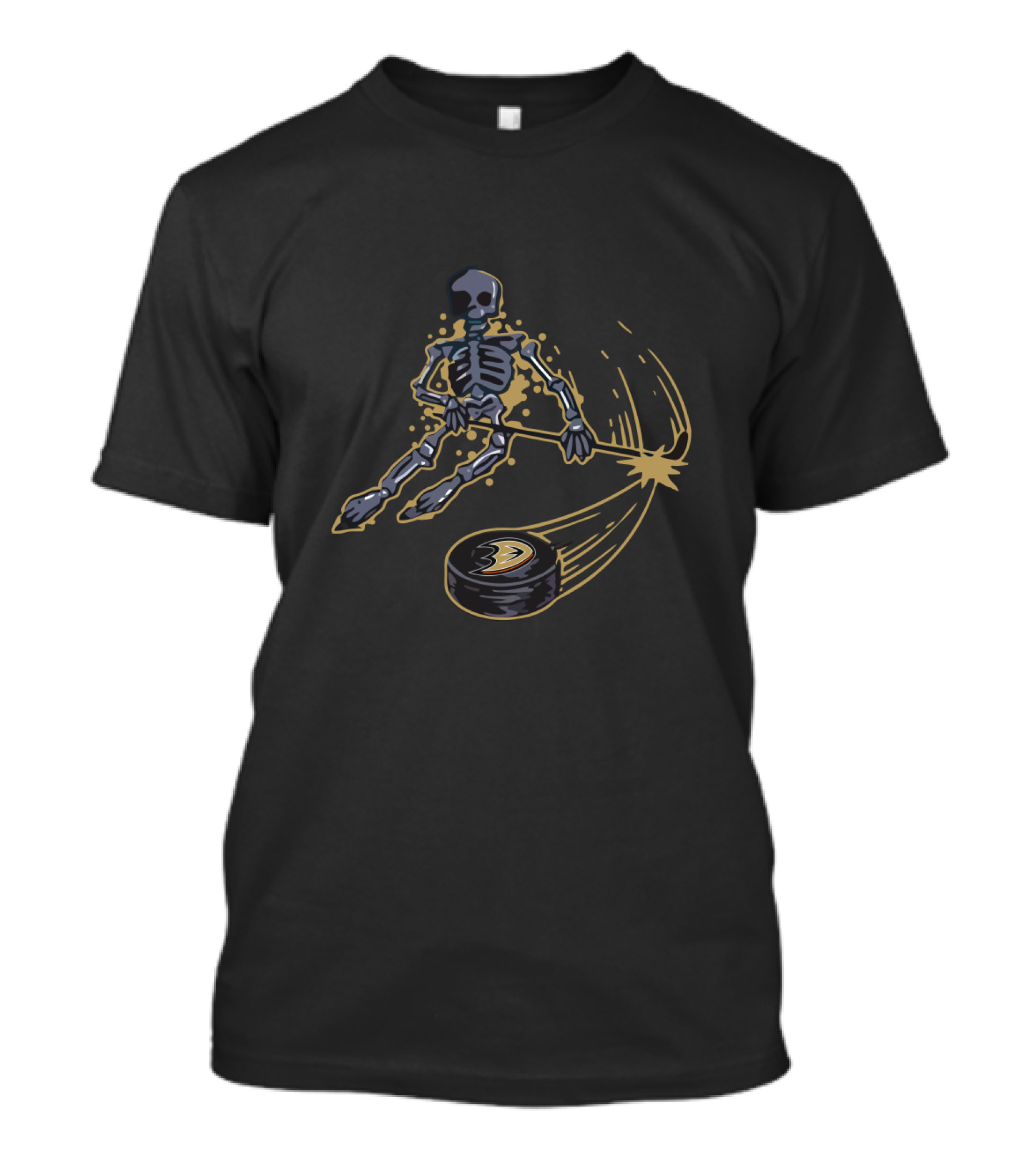 Ghostly Skeleton Playing Hockey Anaheim Ducks Fans NHL T-Shirt