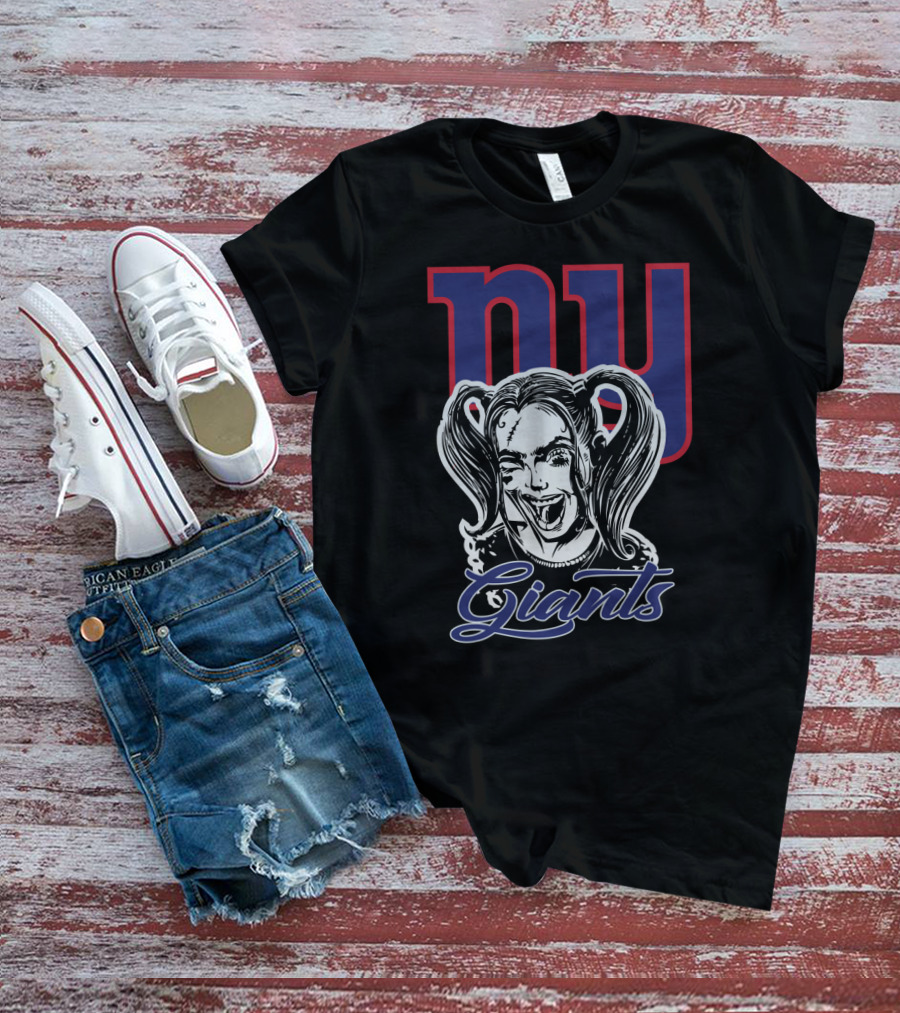 Ny Giants Meets Harley Quinn Fan Crossover T-Shirt