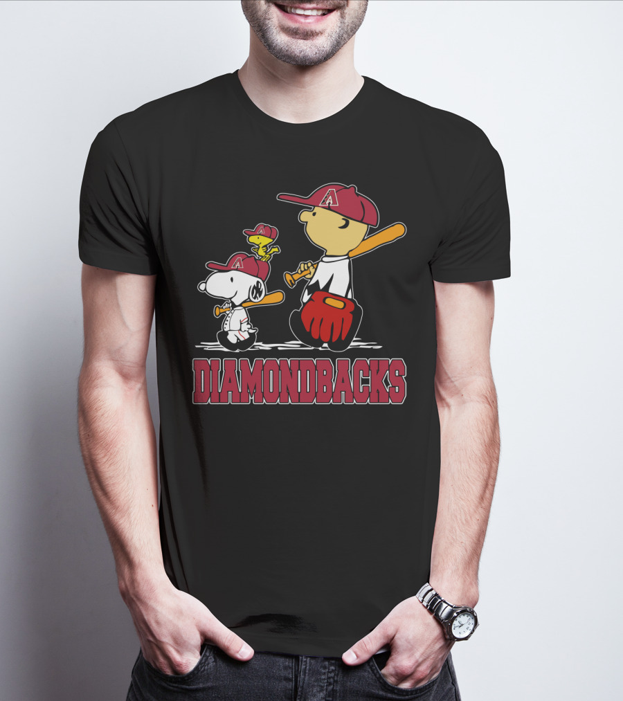 Diamondbacks Snoopy Charlie Brown Woodstock Baseball Fans T-Shirt
