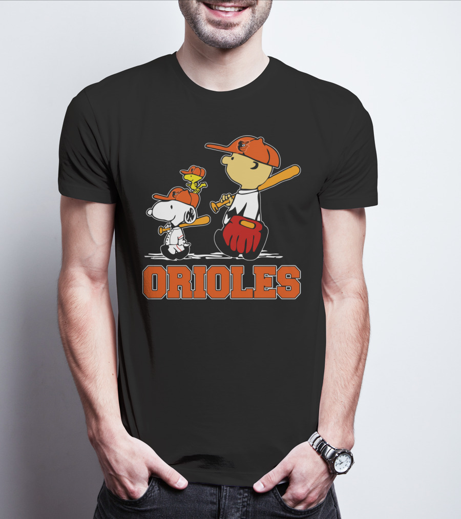 Orioles Baseball With Snoopy Woodstock And Peanuts Characters T-Shirt
