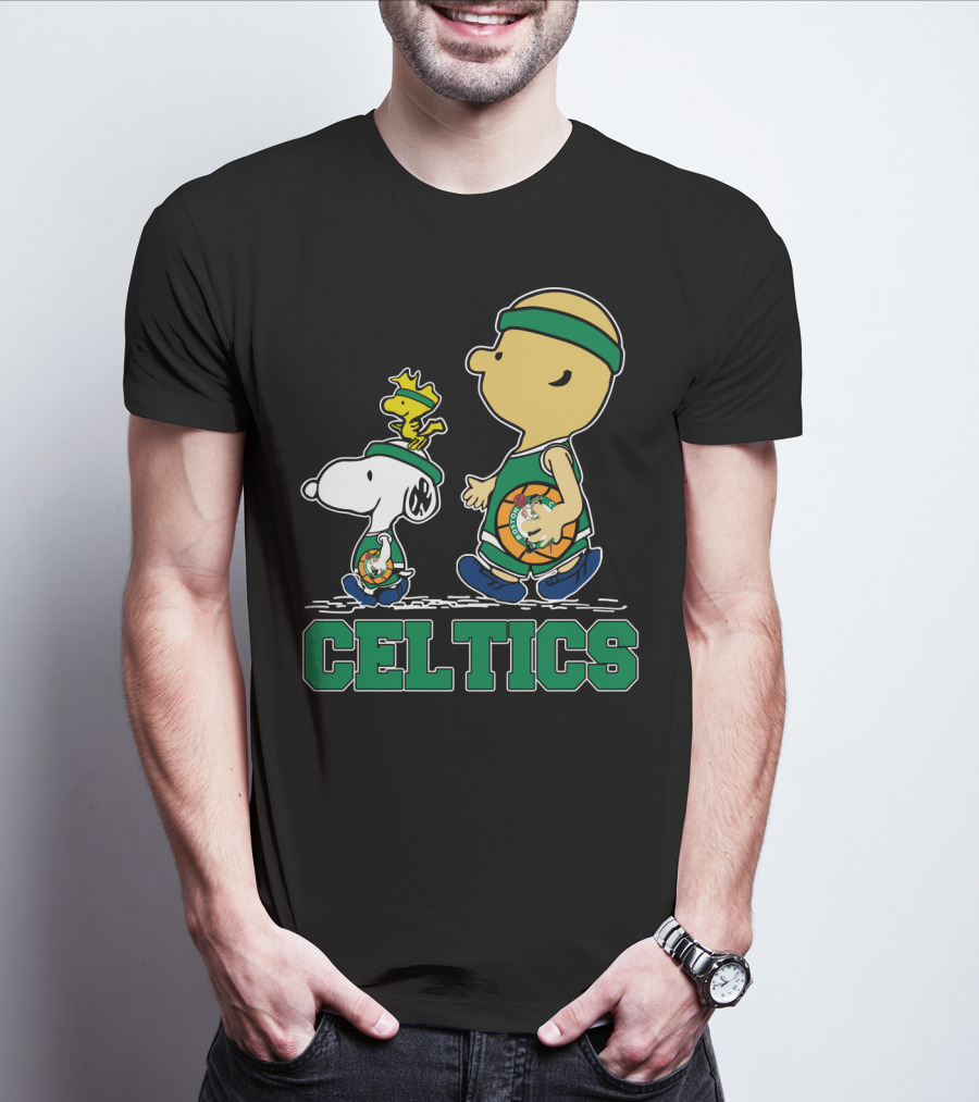 Celtics Snoopy And Friends With Basketball T-Shirt
