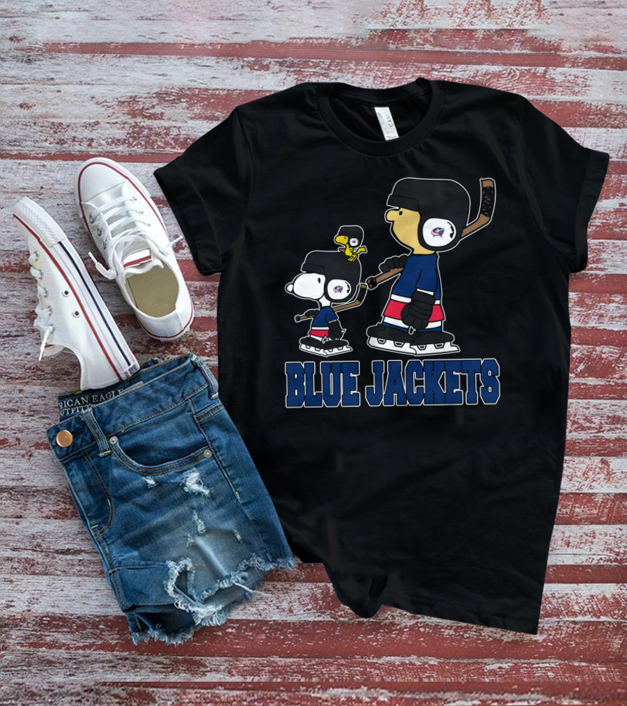 Snoopy And Woodstock Columbus Blue Jackets Hockey Fans T-Shirt