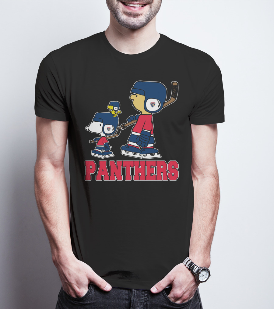 Snoopy And Woodstock With Florida Panthers Hockey Fan Characters T-Shirt