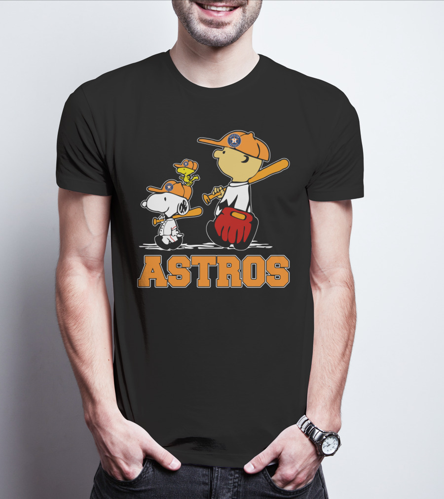 Snoopy Woodstock And Houston Astros Baseball Fans T-Shirt