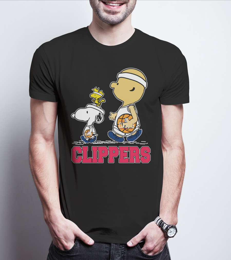 Snoopy And Woodstock Basketball With La Clippers Fans T-Shirt