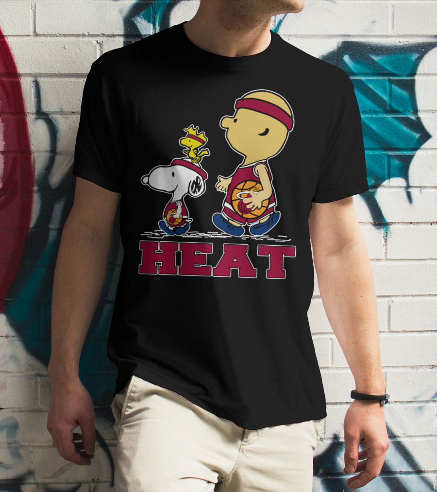 Snoopy Woodstock Heat Team Fans Miami Basketball T-Shirt