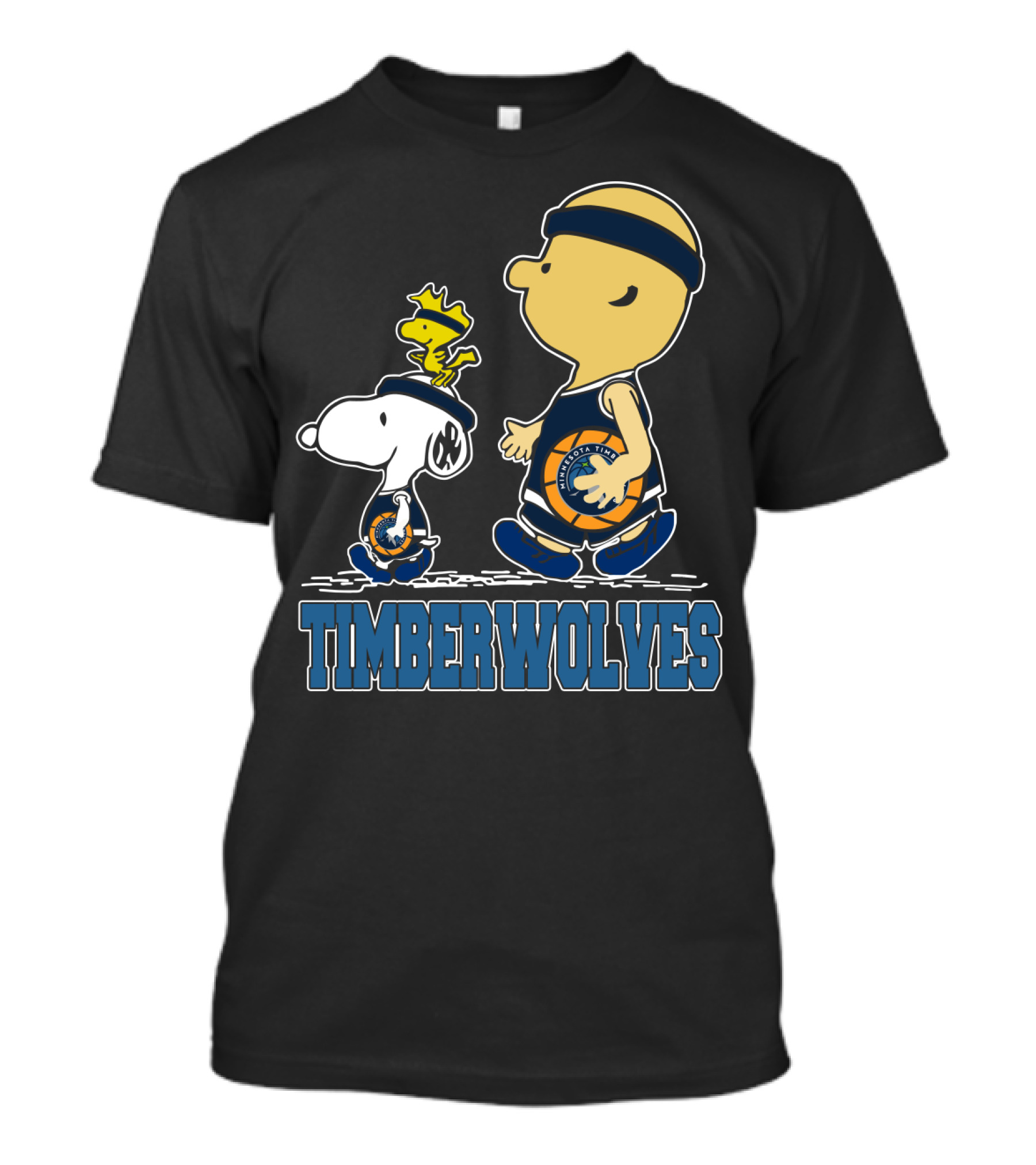 Snoopy Woodstock And Charlie Brown As Minnesota Timberwolves Fans T-Shirt