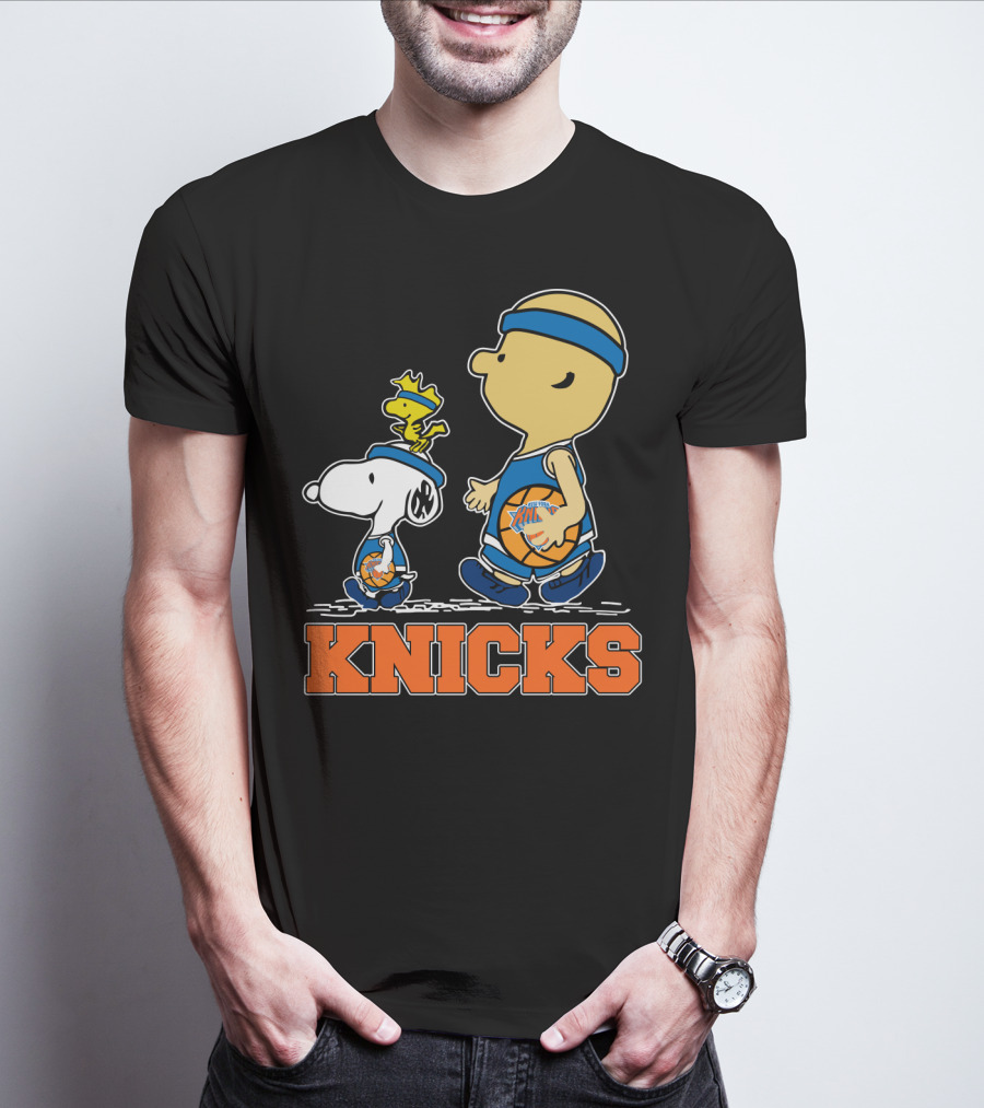 Snoopy Woodstock New York Knicks Basketball Fans Peanuts Characters T-Shirt