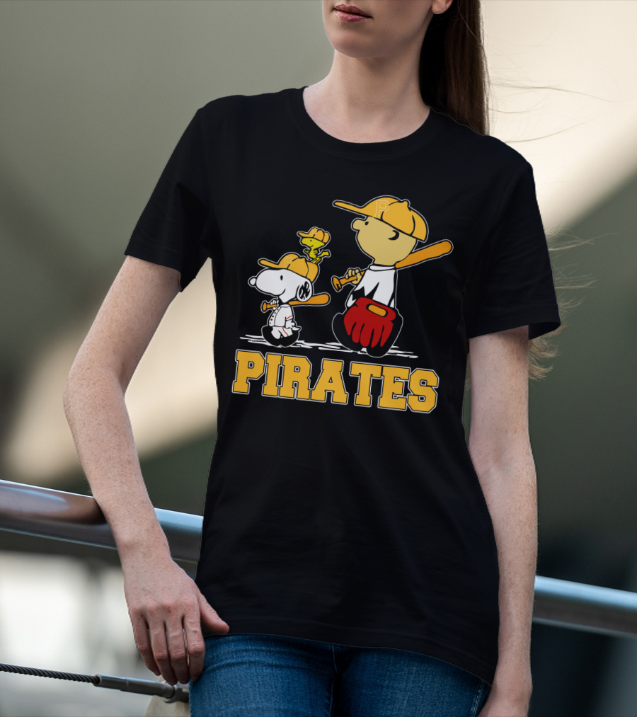 Snoopy Woodstock Pirates Baseball Fan Gear T-Shirt