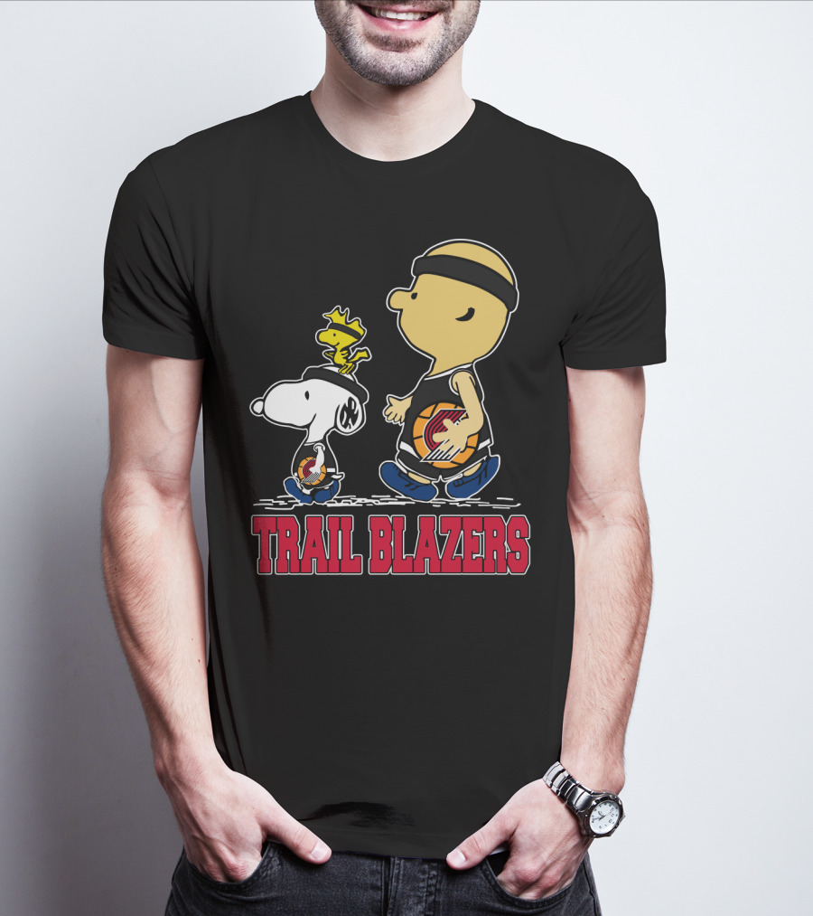 Snoopy And Woodstock Portland Trail Blazers Fans Basketball Theme T-Shirt