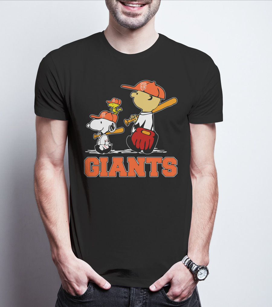 Snoopy Baseball San Francisco Giants Fans Charlie Brown Woodstock T-Shirt