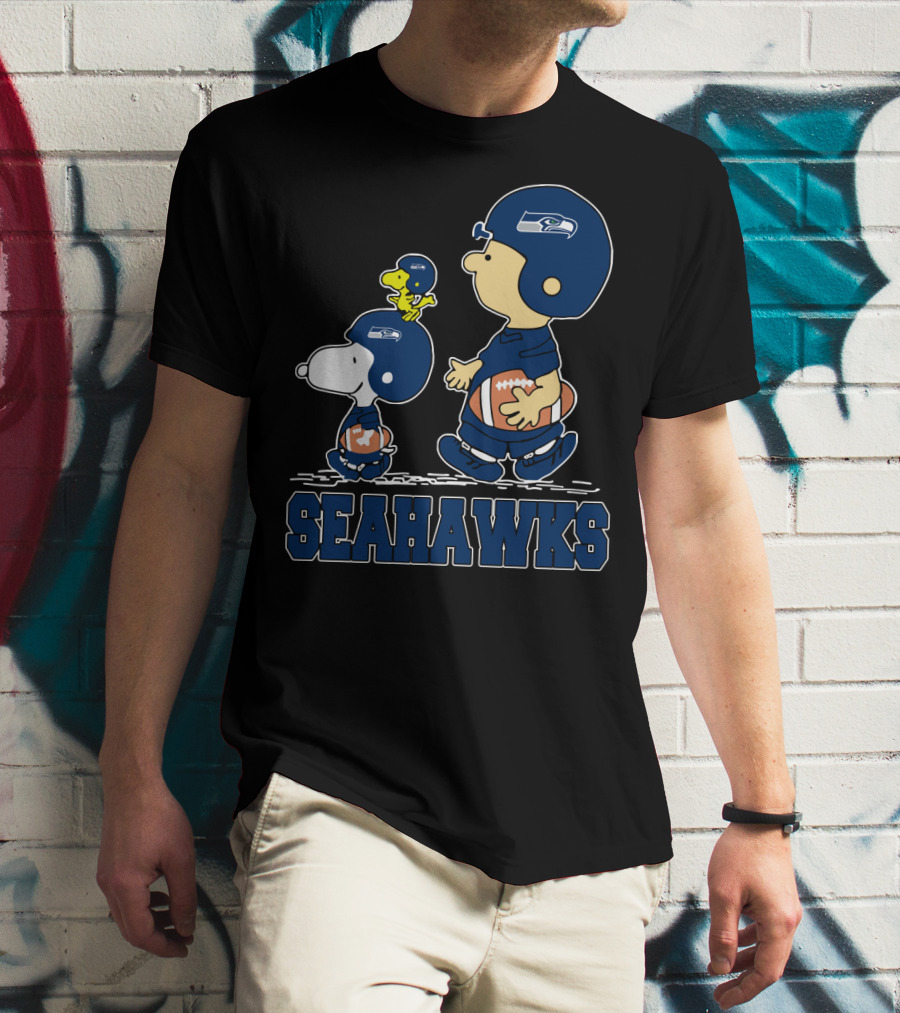 Snoopy Seattle Seahawks Football Fans Peanuts Characters T-Shirt