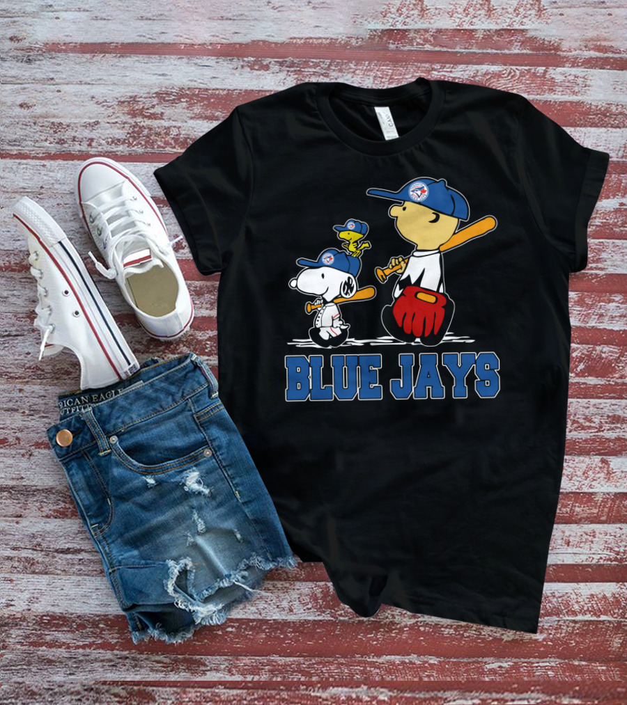 Snoopy Woodstock And Blue Jays Baseball Fans T-Shirt