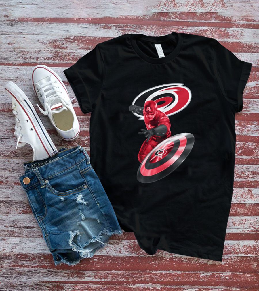 Carolina Hurricanes Captain America Crossover With Iconic Shield T-Shirt