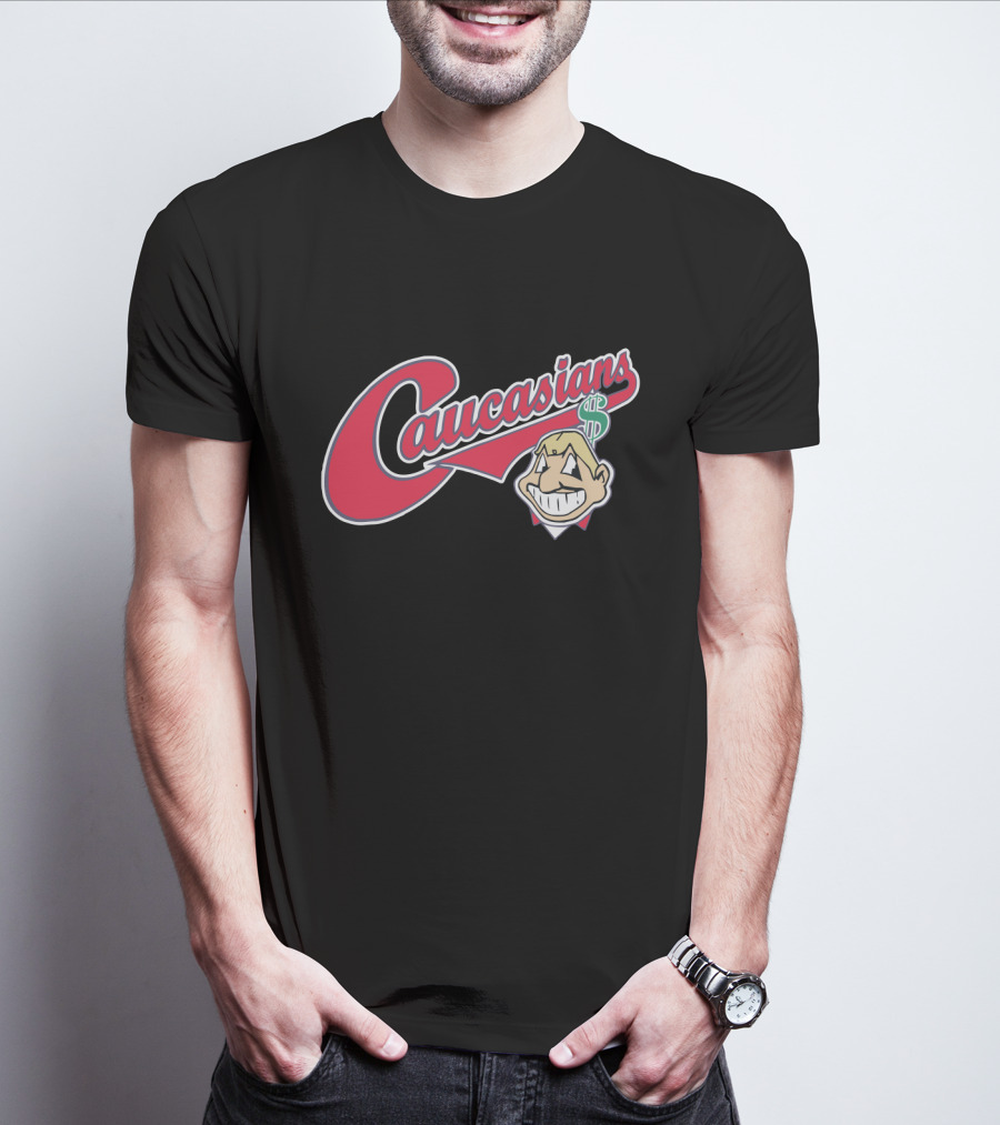 Caucasians Logo Parody For Cleveland Indians Fans T-Shirt