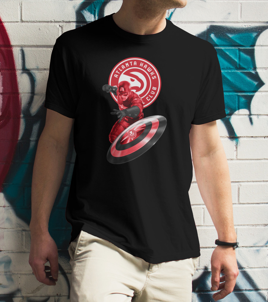 Atlanta Hawks Club Captain America Shield T-Shirt