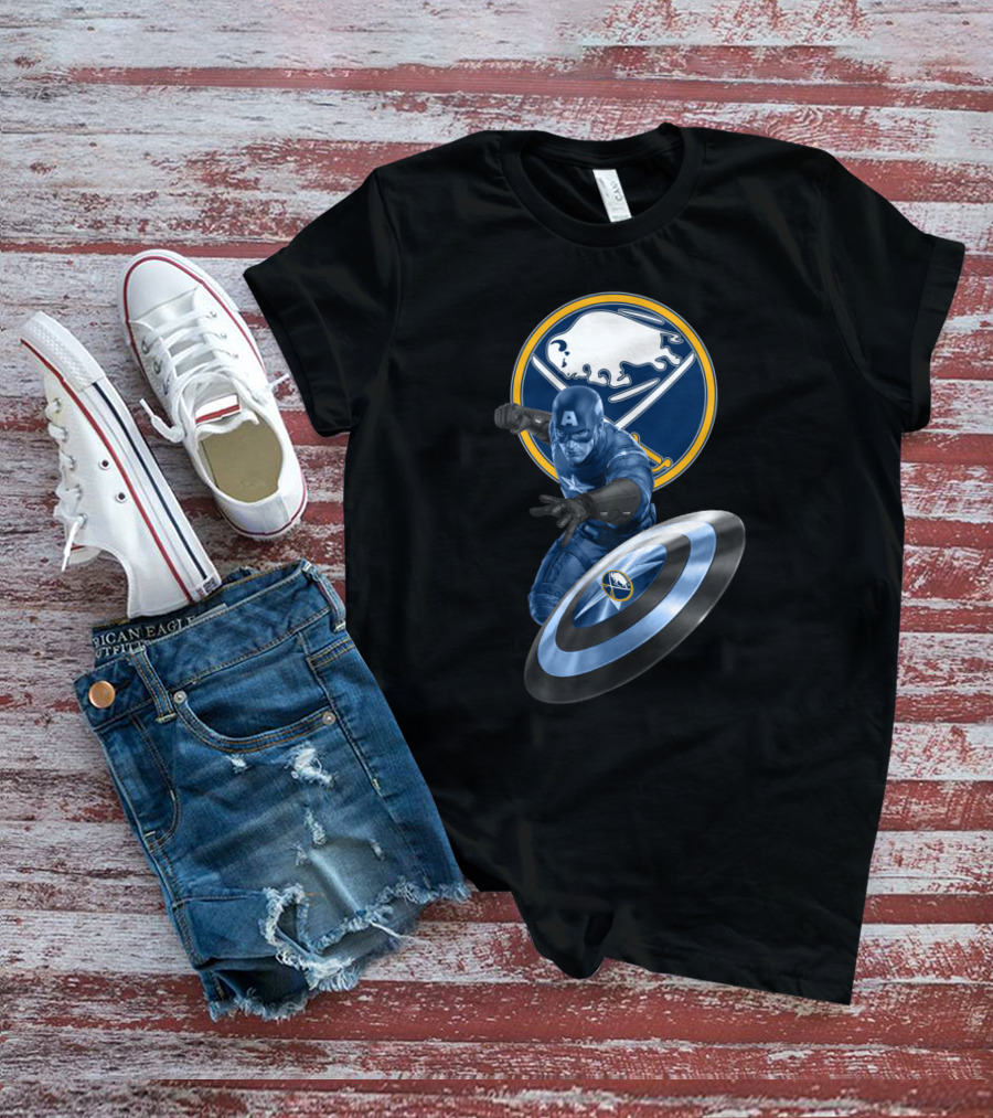 Buffalo Sabres Captain America Mashup Fan Gear Sports Merchandise T-Shirt