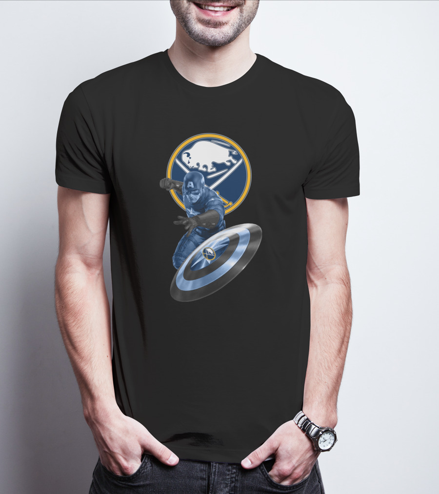 Buffalo Sabres Captain America Mashup Fan Gear Sports Merchandise T-Shirt