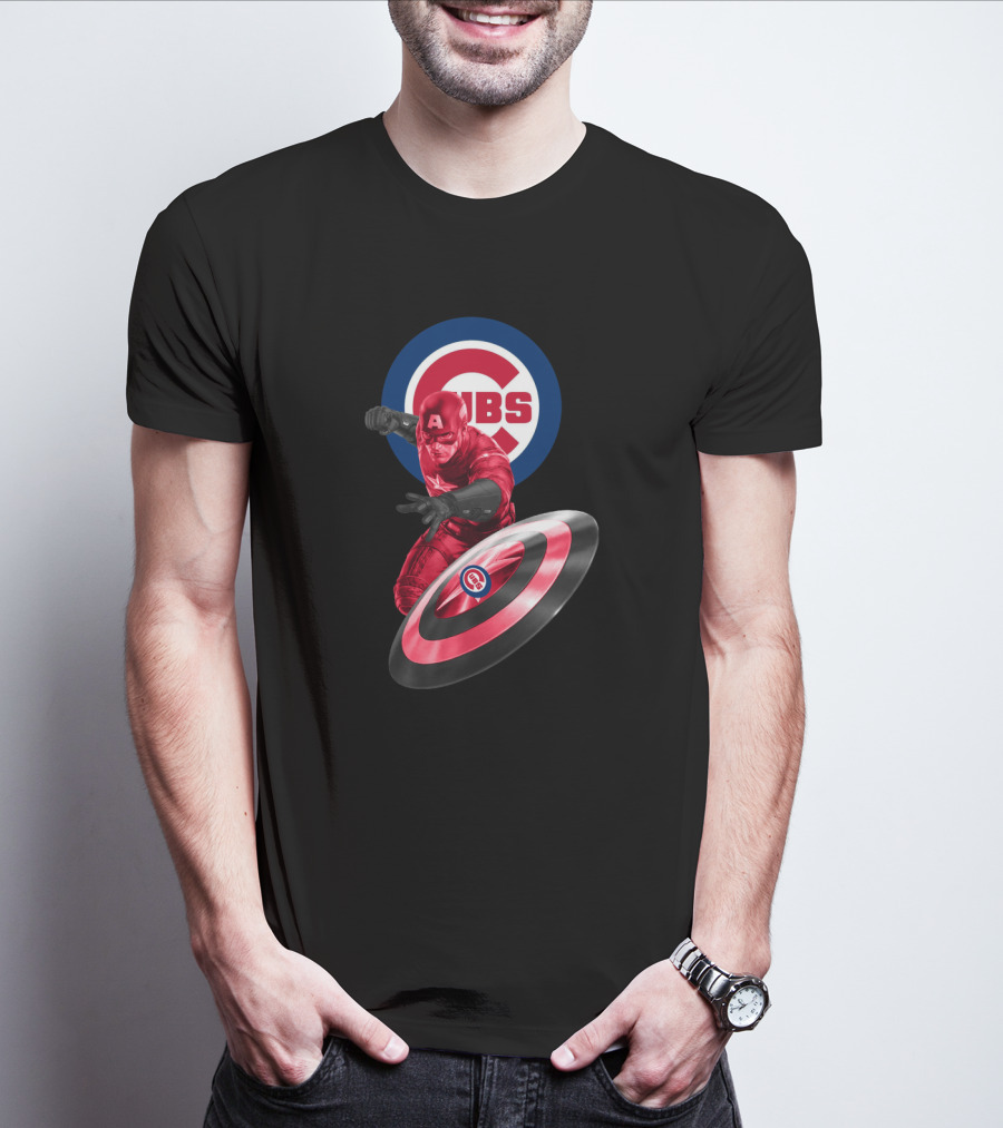 Chicago Cubs And Captain America Fans United With Iconic Shield T-Shirt