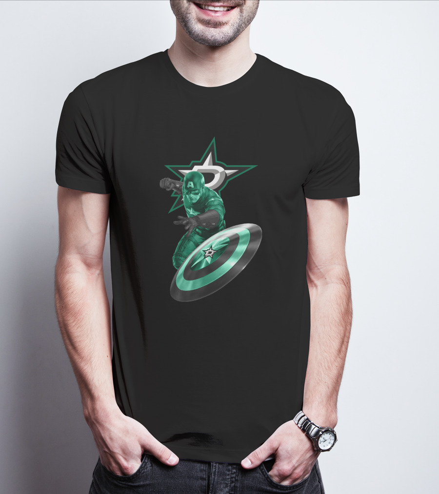 Dallas Stars And Captain America Crossover For Fans T-Shirt